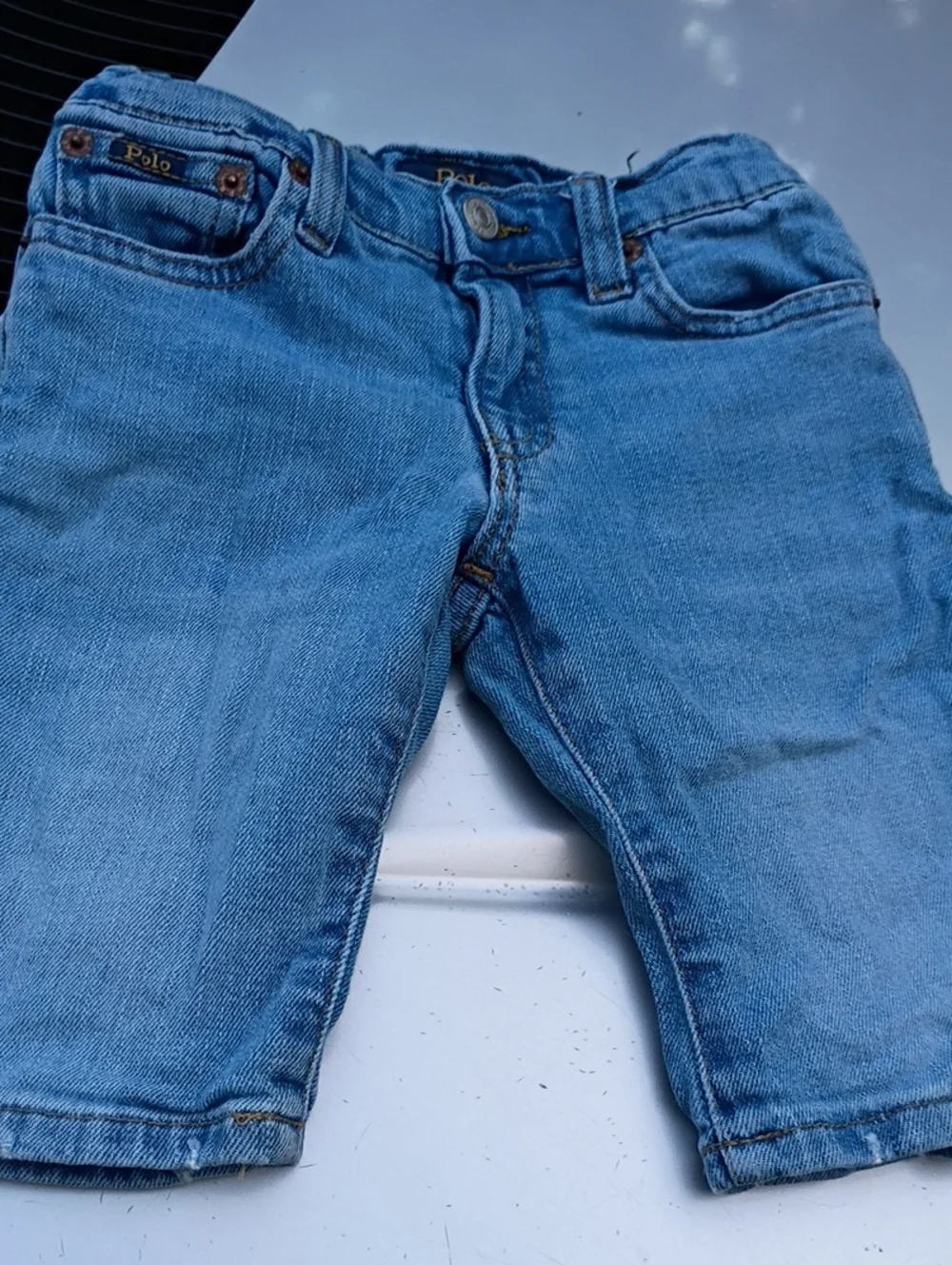 Ralph Lauren Polo Blue Denim Shorts with Gold Stitching